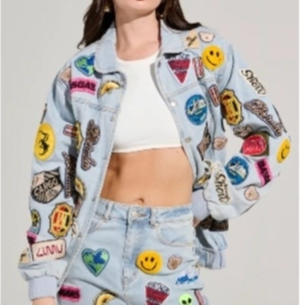 AKIRA Colorful Patchwork Denim Jacket